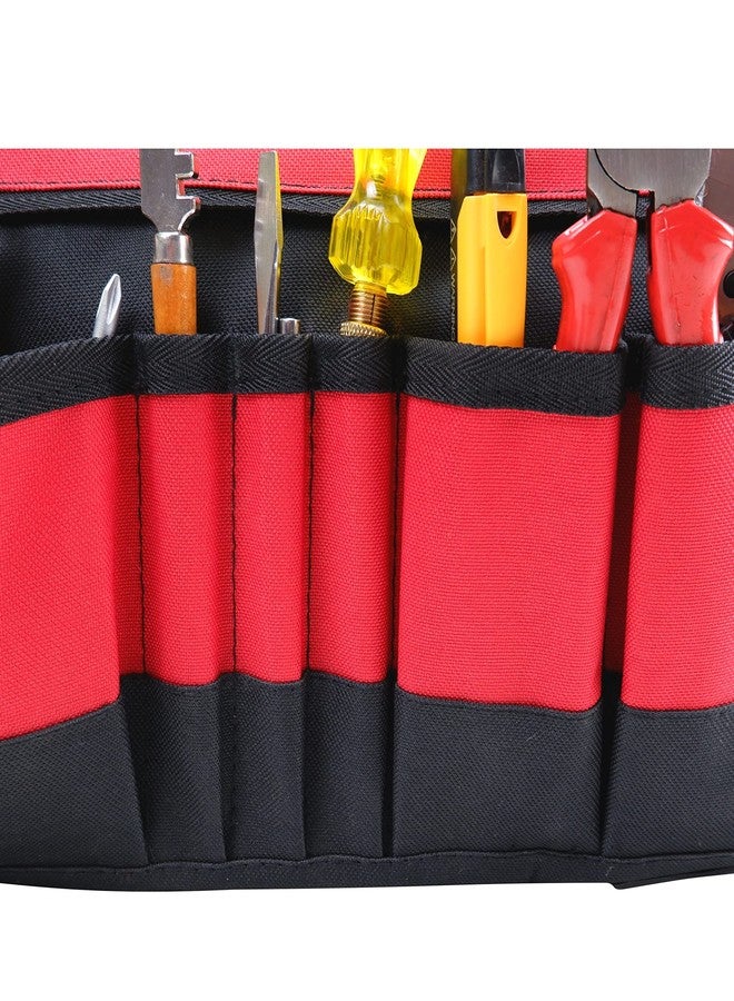 Homdum 16 Inch Open Tote Tool Bag With Powder Coated Metal Handle Easy Access Workshop Tool Organizer with 14 pockets on the outside and 14 loops inside Industrial Grade Assembler - Image 4